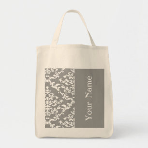 Gray Bold Damask w/ name @ Emporiomoffa Tragetasche