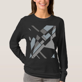 Gray Bold Geometric Diagonal Abstrakt Art MCM Look T-Shirt