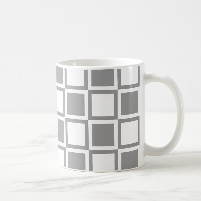 Gray Bold Mod Squares Kaffeetasse (Rechts)