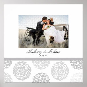 Gray Bouquet Wedding Foto Collage Wall Art Poster