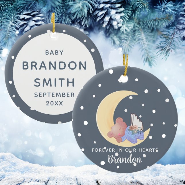 Gray Boy Angel Wings Baby Loss Memorial Weihnachte Keramik Ornament (Gray Boy Angel Wings Baby Loss Memorial Christmas Ceramic Ornament
)