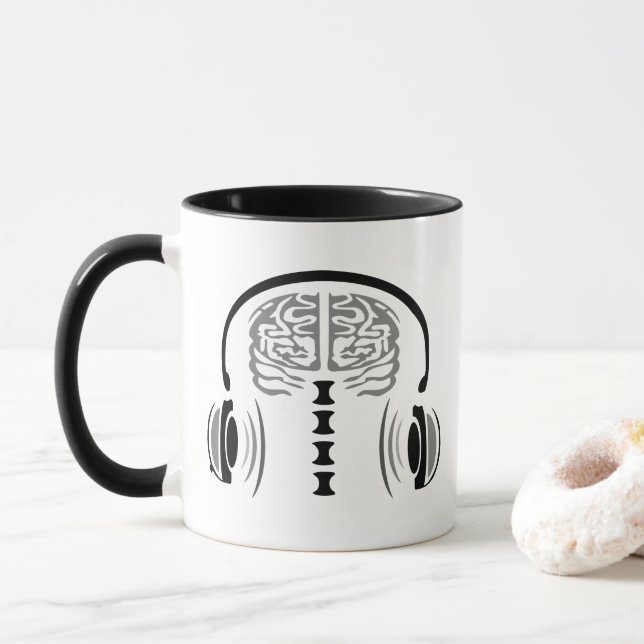 Gray Brain Listing to Music Tasse (Mit Donut)
