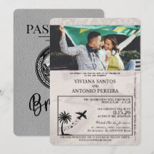 Gray Brazil Passport Hochzeitseinladung