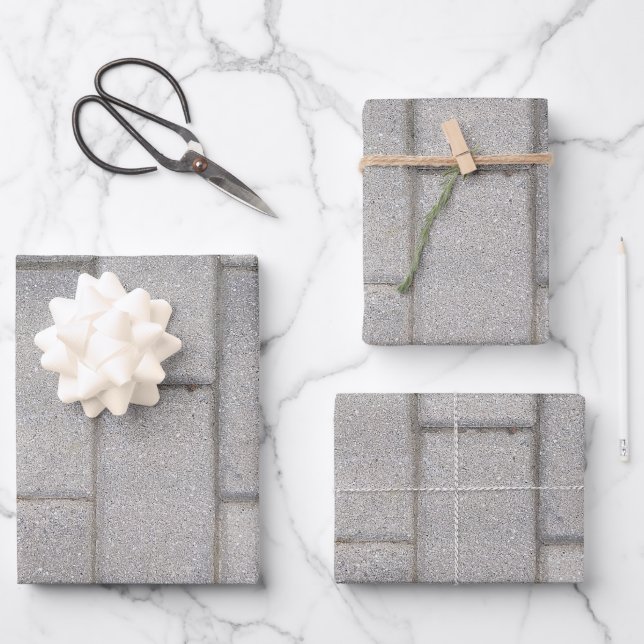 Gray Brick Cement Sidewalk Geschenkpapier Set (Vorderseite)