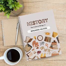 Gray & Brown History Spiral Notebook - individuell Notizbuch