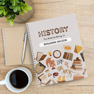 Gray & Brown History Spiral Notebook - individuell Notizbuch