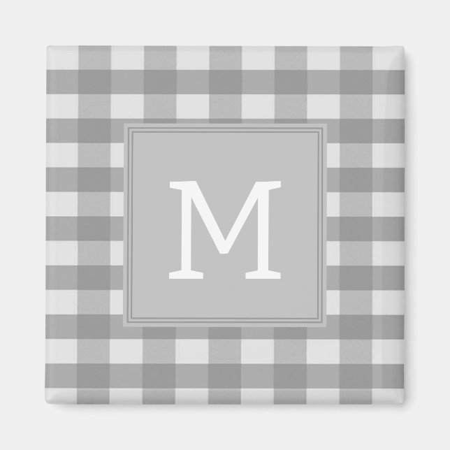 Gray Buffalo Kariert Monogram Magnet (Vorne)