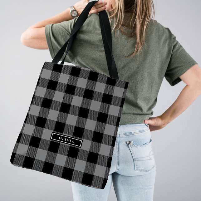 Gray Buffalo Kariertes Muster Mit Monogramm Brides Tasche (Von Creator hochgeladen)