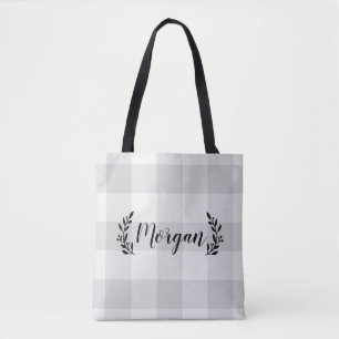 Gray Buffalo Karo Monogram   Modernes Bauernhaus Tasche