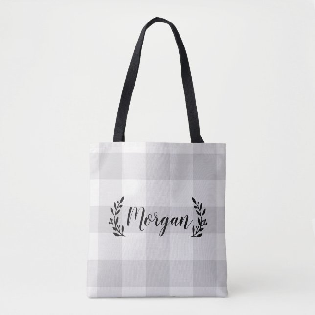 Gray Buffalo Karo Monogram | Modernes Bauernhaus Tasche (Vorderseite)