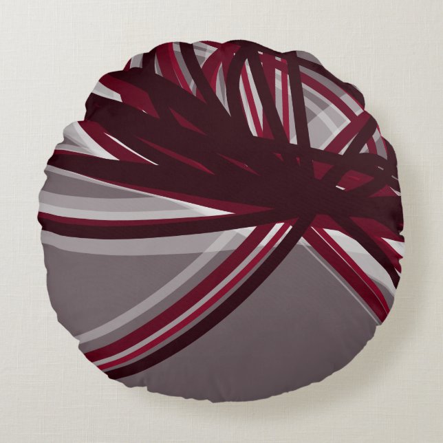 Gray & Burgund Elegantes Multifunktionsleisten-Des Rundes Kissen (Vorderseite)