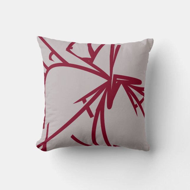 Gray & Burgund Moderne Elegantes Abstraktes Bambus Kissen (Vorderseite)