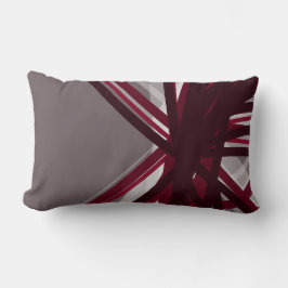Gray & Burgundy Criss Cross Ribbons Lendenkissen
