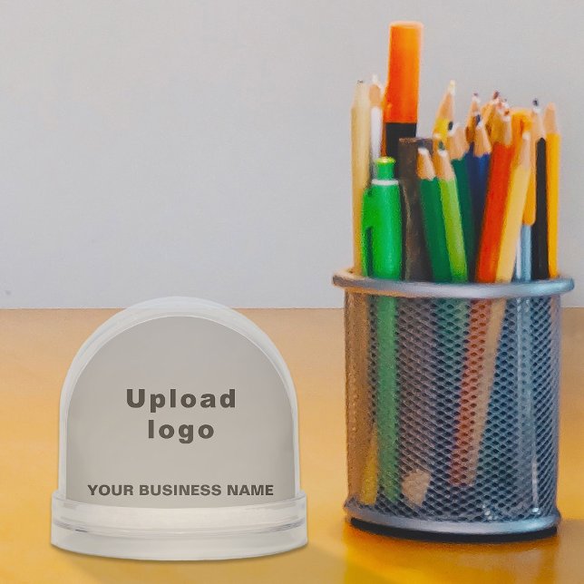 Gray Business Brand on Snow Globe Schneekugeln (Snow globe with your business brand in gray)