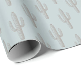 Gray Cactus Pattern Blue Geschenkpapier