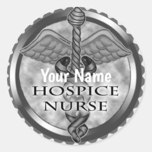 Gray caduceus Hospice Nurse Runder Aufkleber