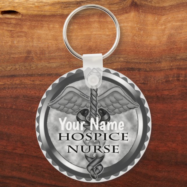 Gray caduceus Hospice Nurse Schlüsselanhänger (Vorderseite)