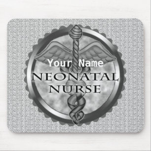 Gray caduceus Neonatal Nurse Mousepad