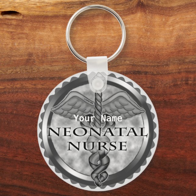 Gray caduceus Neonatal Nurse Schlüsselanhänger (Vorderseite)