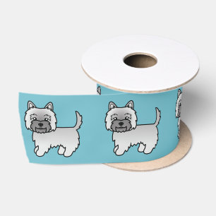 Gray Cairn Terrier Cartoon Dog Illustration Blue Satinband