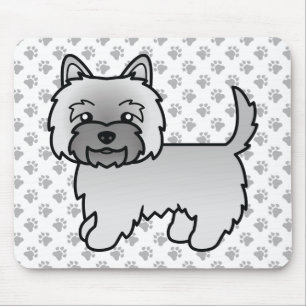 Gray Cairn Terrier Dog Illustration & Paws Muster Mousepad