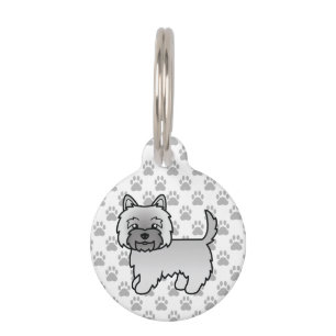 Gray Cairn Terrier Dog Zeichn & Pet's Info Haustiermarke
