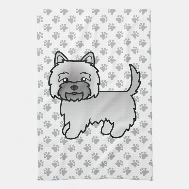 Gray Cairn Terrier Niedlich Cartoon Dog Geschirrtuch (Vertikal)