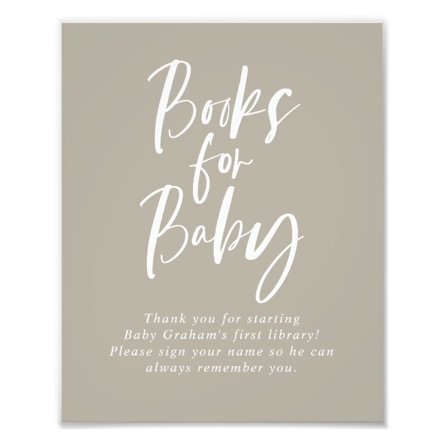 Gray Calligraphy Books for Baby Shooting Sign Fotodruck (Vorne)