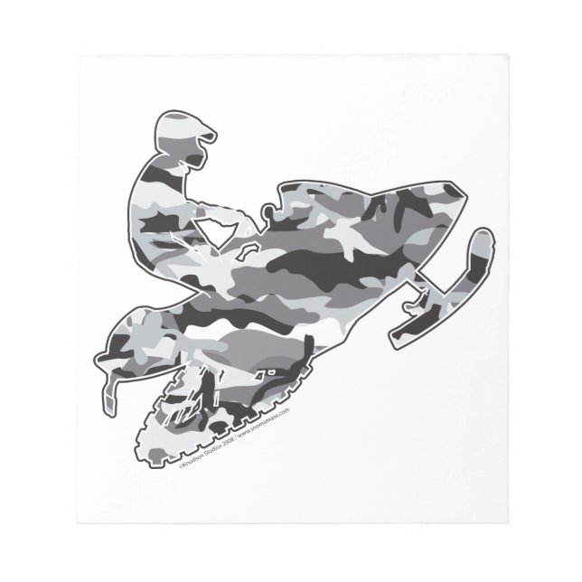 Gray Camoflage Snowmobiler Notizblock (Vorderseite)
