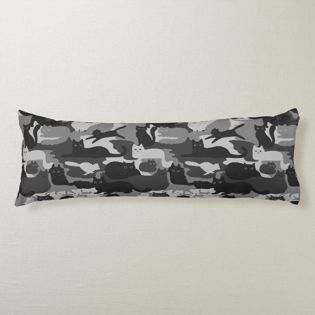 Gray Camouflage Cats Pattern Gray Kitty Cats Camou Seitenschläferkissen (Vorderseite)