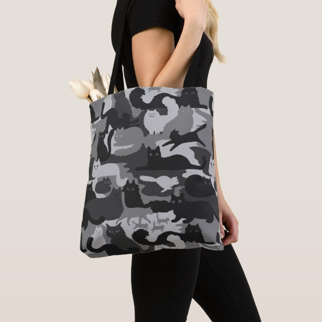 Gray Camouflage Cats Pattern Gray Kitty Cats Camou Tasche (Von Nahem)