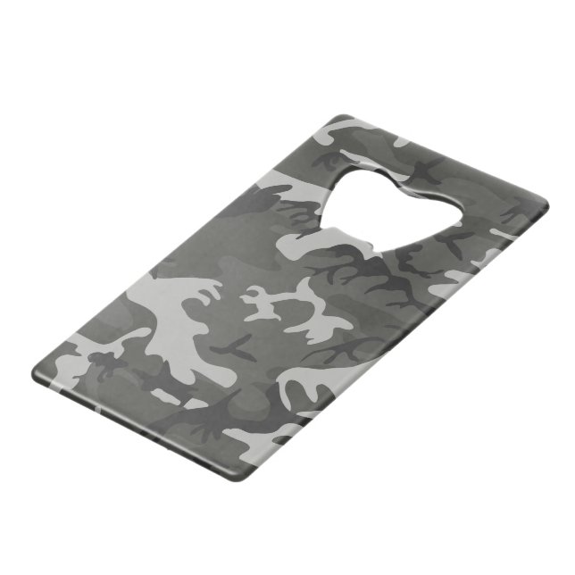 Gray Camouflage Pattern, militärisches Muster, Arm Geldbeutel Flaschenöffner (Vorderseite Schrägansicht)