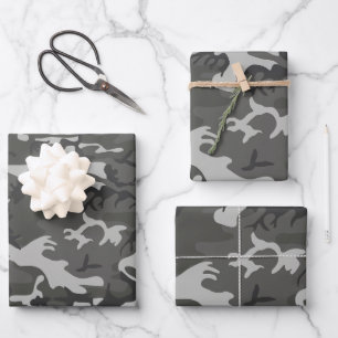 Gray Camouflage Pattern, militärisches Muster, Arm Geschenkpapier Set