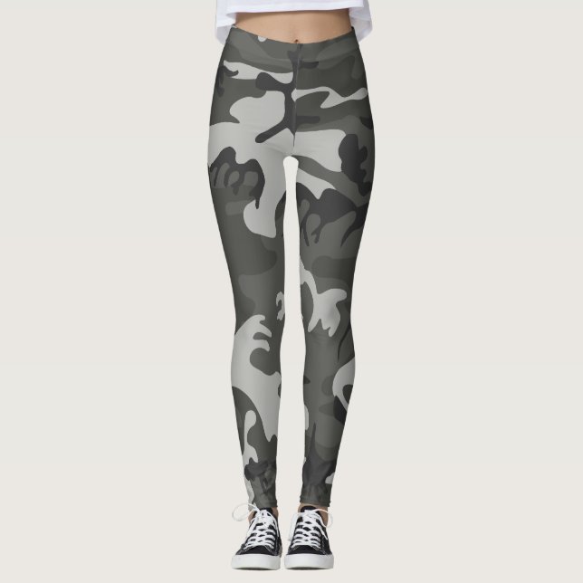 Gray Camouflage Pattern, militärisches Muster, Arm Leggings (Vorderseite)