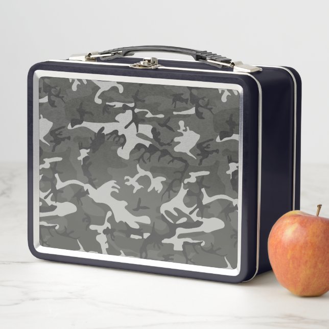 Gray Camouflage Pattern, militärisches Muster, Arm Metall Brotdose (Beispiel)