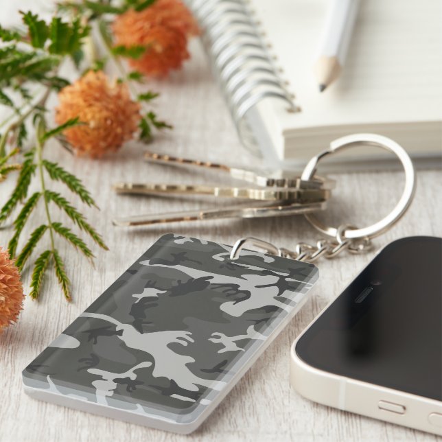 Gray Camouflage Pattern, militärisches Muster, Arm Schlüsselanhänger (Vorderseite rechts)