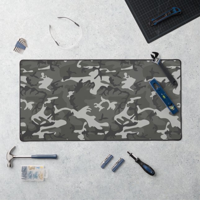 Gray Camouflage Pattern, militärisches Muster, Arm Schreibtischunterlage (Arbeitsplatz)