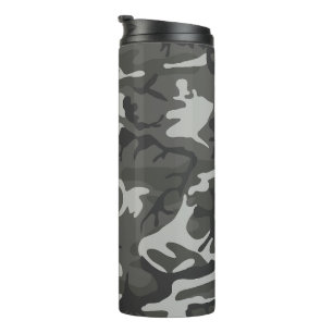 Gray Camouflage Pattern, militärisches Muster, Arm Thermosbecher
