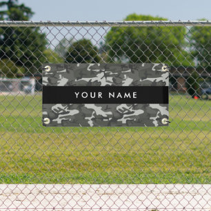 Gray Camouflage Pattern, Your name, Personalize Banner