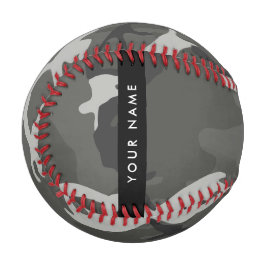 Gray Camouflage Pattern, Your name, Personalize Baseball