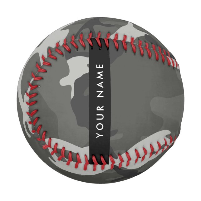 Gray Camouflage Pattern, Your name, Personalize Baseball (Vorderseite Links)