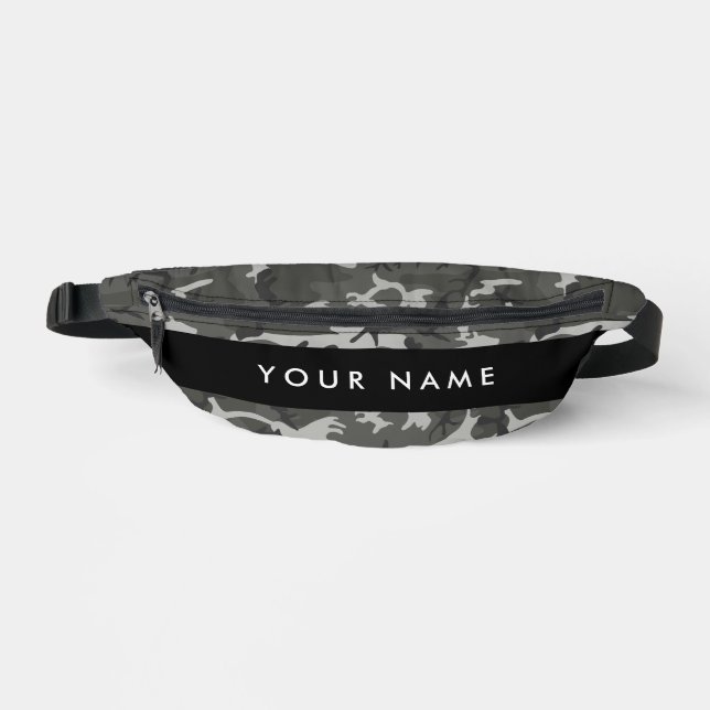 Gray Camouflage Pattern, Your name, Personalize Bauchtasche (Vorderseite)