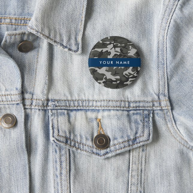 Gray Camouflage Pattern, Your name, Personalize Button (Beispiel)