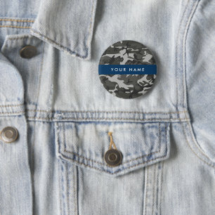 Gray Camouflage Pattern, Your name, Personalize Button