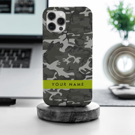 Gray Camouflage Pattern, Your name, Personalize Case-Mate iPhone Hülle