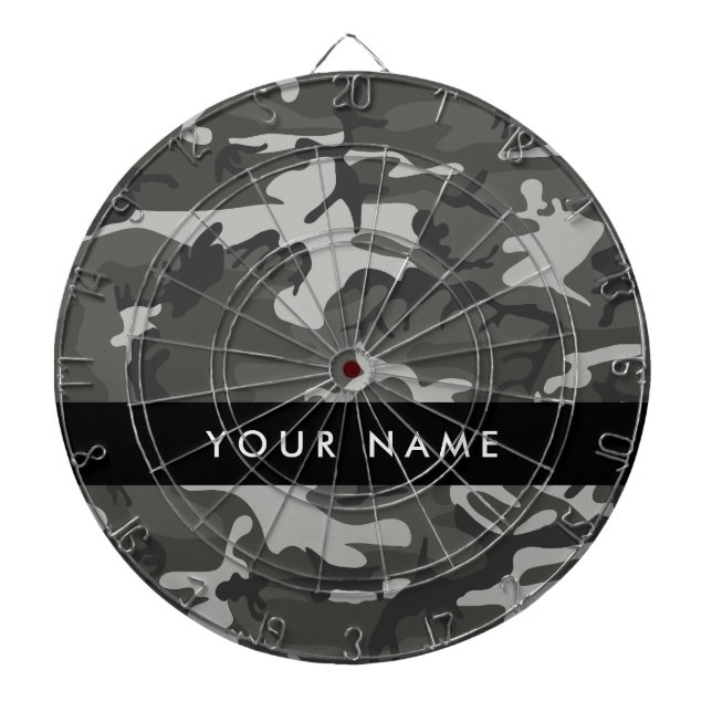 Gray Camouflage Pattern, Your name, Personalize Dartscheibe (vorne)