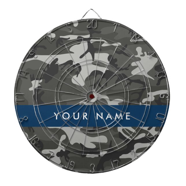 Gray Camouflage Pattern, Your name, Personalize Dartscheibe (vorne)