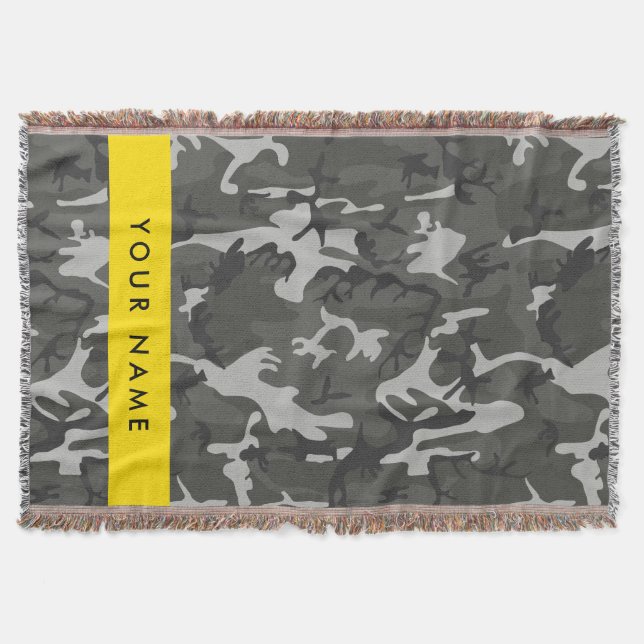 Gray Camouflage Pattern, Your name, Personalize Decke (Vorderseite)