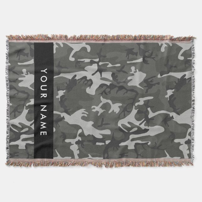 Gray Camouflage Pattern, Your name, Personalize Decke (Vorderseite)