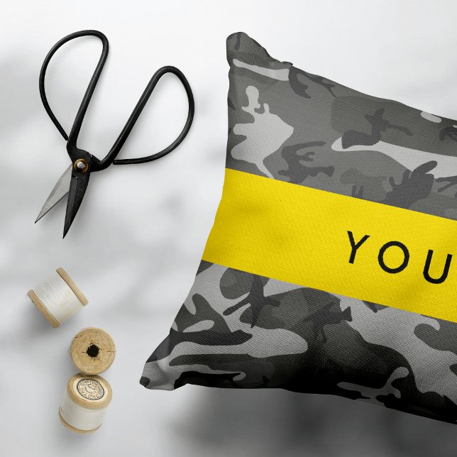 Gray Camouflage Pattern, Your name, Personalize Dekokissen (Von Creator hochgeladen)